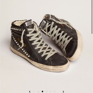 Golden Goose Black and Gray Studded Sneakers